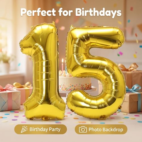 Image of YPSelected 32 Inch Large Foil Helium Number Balloon Birthday Wedding Party 0-9 (Gold, 5)