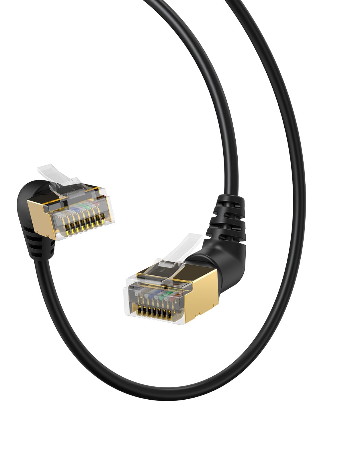 CAT8 Ethernet Cable, 360° Rotation CAT8 LAN Network Cable with RJ45 Shielded Connector, 40Gbps 2000Mhz Patch Cord High Speed for Gaming/Router/Modem/Satellite, 0.5m/1.64ft