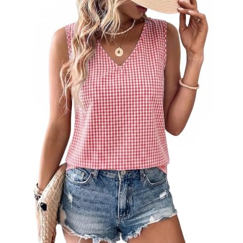 LOMON Womens Linen Crop Tank Top V Neck Tank Tops Sleeveless Cute Spring Summer Tops for Women 2026 Beach Vacation (XS-XL)