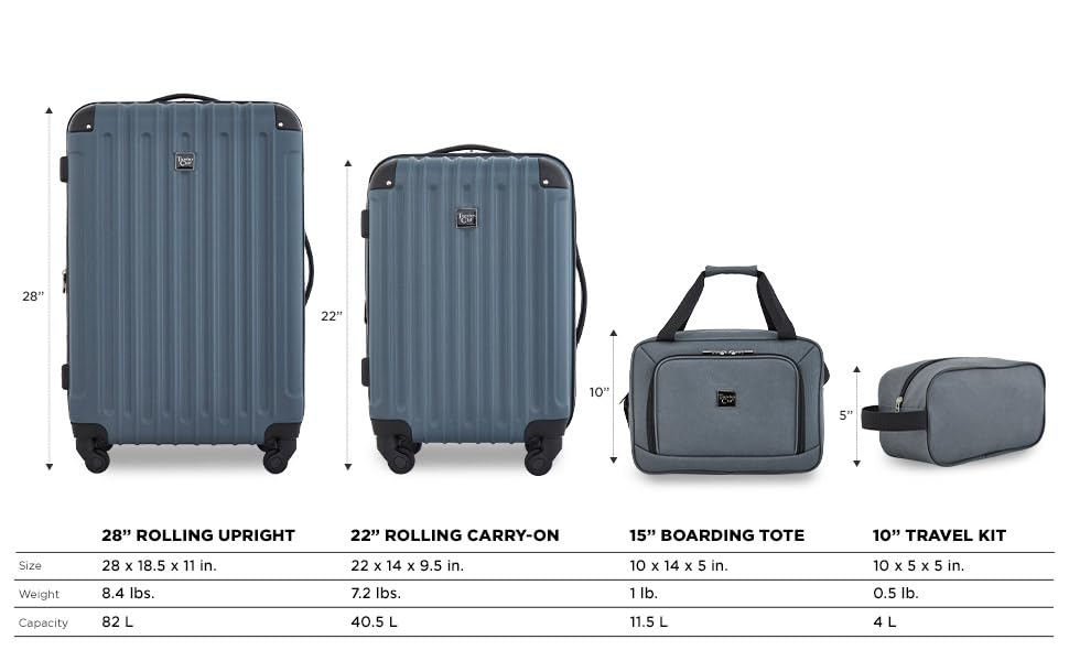 Image of Travelers Club Midtown Hardside 4-Piece Luggage Travel Set, Slate
