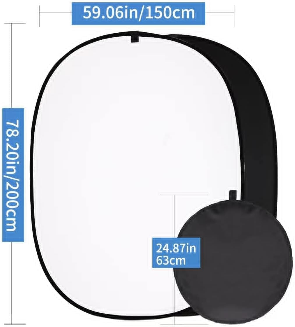 XPAISYQC 5x6.5ft Black White Double-Sided 2-in-1 Backdrop Foldable Shooting Portable Outdoor - Image 2