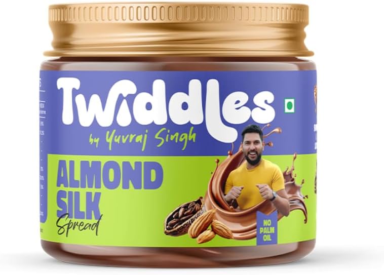 Twiddles Almond Silk Chocolate Spread,100g (Creamy) - 70% Almonds + Cashews & Seeds |17g Protein | No Refined Sugar | No Palm Oil or Preservatives | Gluten-Free | Healthiest Chocolate Spread | Waffles & Pancakes