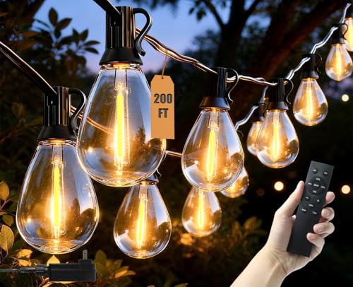 Gyecahz 200FT Outdoor String Lights Waterproof 76+2 Shatterproof S11 LED Bulbs Extra Long Patio Lights for Outside Bistro Cafe Decor Backyard Garden Hanging Lights Outside Fence Light String
