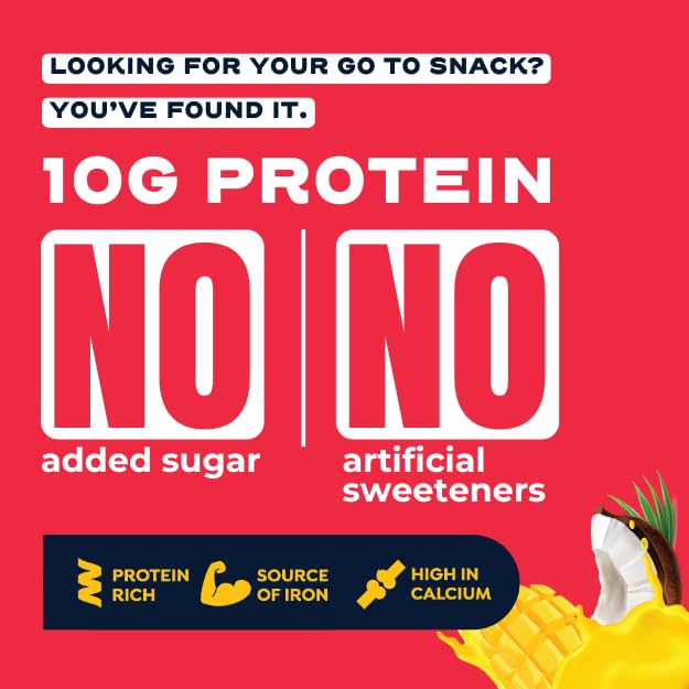 Image of STROOM Asia's First Centre Filled Protein Bars | 10g Protein (6 Bars, 45 Grams Each) | Exotic Mango Coconut | Protein Bars Muscle Growth & Repair | Fibre Rich | No Added Sugar