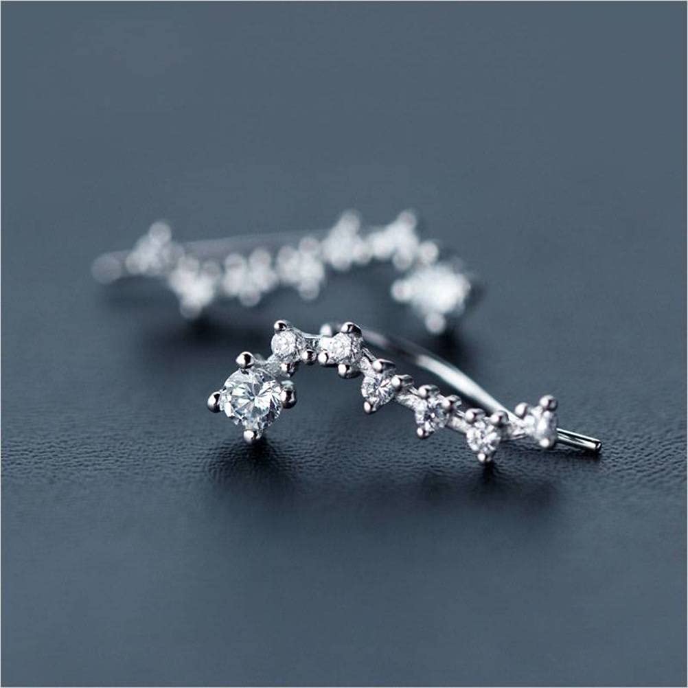 S925 Biała klamra z grzybem, rząd uszu Zaczep na ucho Big Dipper Diamentowe kolczyki sztyfty Kolczyki Biżuteria Damska para srebra S925 (nazwa koloru: para srebra S925) (para srebra S925)