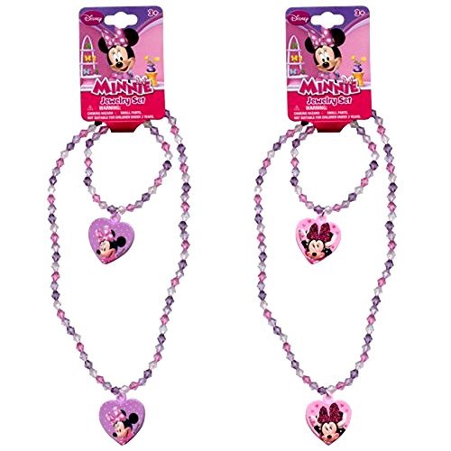 Minnie Bowtique Necklace and Bracelet Set x 2 Set (1 Pink 1 Purple set) - //coolthings.us