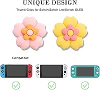 Vista 2 de PERFECTSIGHT Switch Thumb Grips Cute Flower Joystick Caps for Nintendo SwitchSwitch LiteSwitch OLED, 4 PCS Thumbstick Cover Analog Stick Button