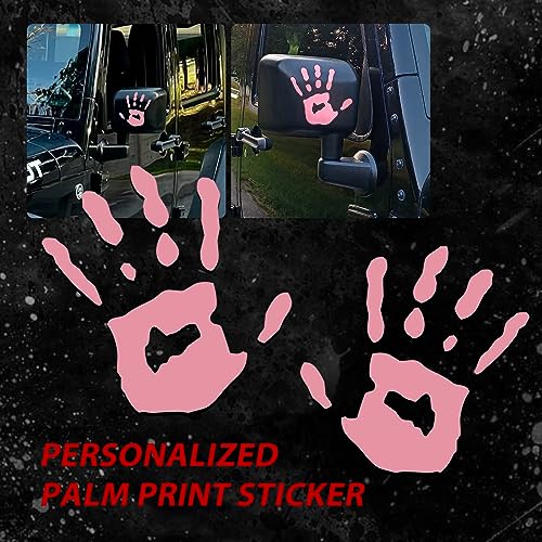 Image of gunhunt 2 PCS Personalized Car Mirror Decorative Sticker, 4.13 inch x 3.93 inch Personalized Hand Print Car Rearview Mirror Decal, Product Compatible with Most Car Models (Pink)