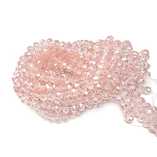 Image of 6mm Pink Rondelle Glass Beads for Jewelry Making 720pcs Faceted Briolette Shape Crytal Spacer Beads Assortments Supplies Accessories for Bracelet Necklace for Wholesale
