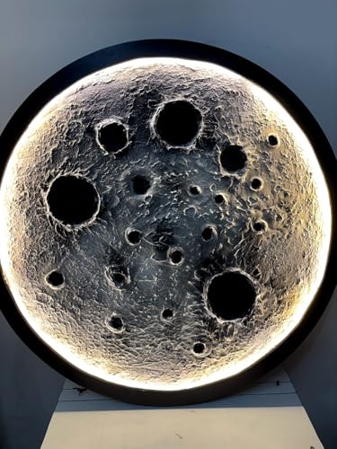 Image of 3D Moon Wall Art with Warm White LED Light | Handmade Textured Moon Wall Decor | Premium Night Ambient Wall Light for Bedroom & Living Room