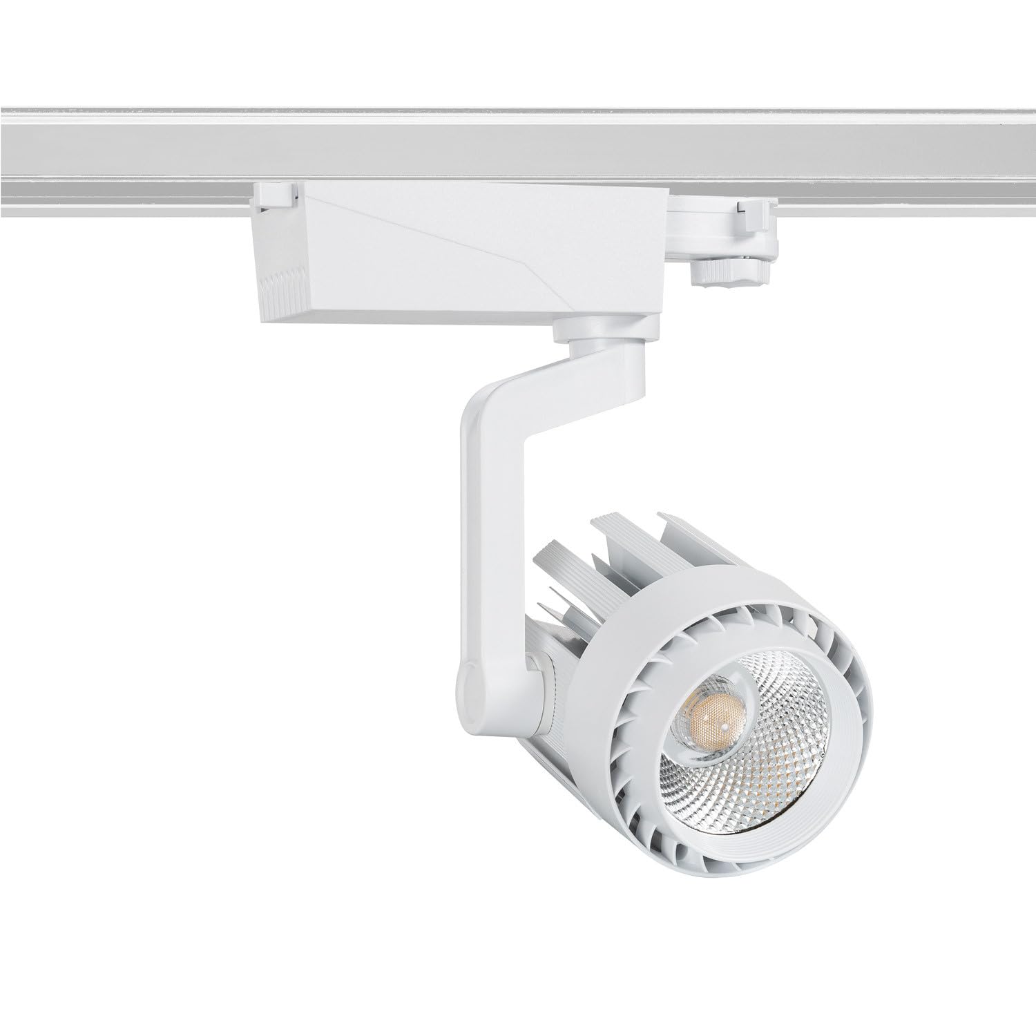 LEDKIA LIGHTING - Faretto LED Binario Trifase 30W Dora | Tecnologia COB | Angolo Luce 36º | Applicazione Showroom e Negozi, Bianco Caldo 2700K, Policarbonato
