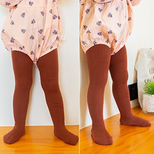 ASUITOFK 2 Pack Girls Tights Cable Knit Leggings Stockings Footed Tights Toddlers Child Cotton Pantyhose4