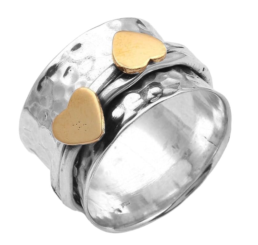 925 Solid Silver Spinner Ring, Fidget Anxiety Ring, Sterling Silver Ring For Women, Meditation Ring, Honey Bee Band Ring, Boho Jewelry Gift