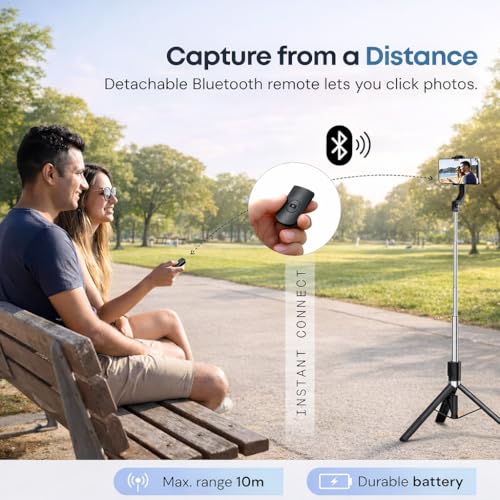 Image of 6FT Selfie Stick Tripod Stand with LED Light - 3-in-1 Phone Stand with Bluetooth Remote & Rechargeable Ring Light for Photos, Makeup, Vlogging, and Video Calls (6FT Stick with Light)
