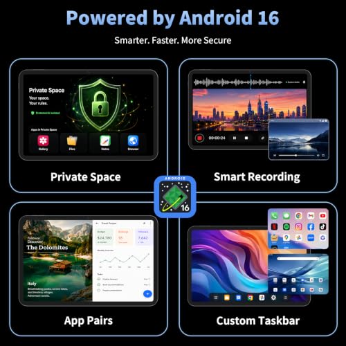 Image of HUIHUANG 13.4‑inch Android 16 Tablet, 36GB RAM + 256GB ROM (Expand to 2TB) | T7300 Octa‑Core 2.2GHz, 120Hz FHD+ IPS Display, 10000mAh Battery, Gemini AI, Face Unlock, Dual Speakers - Shadow Black