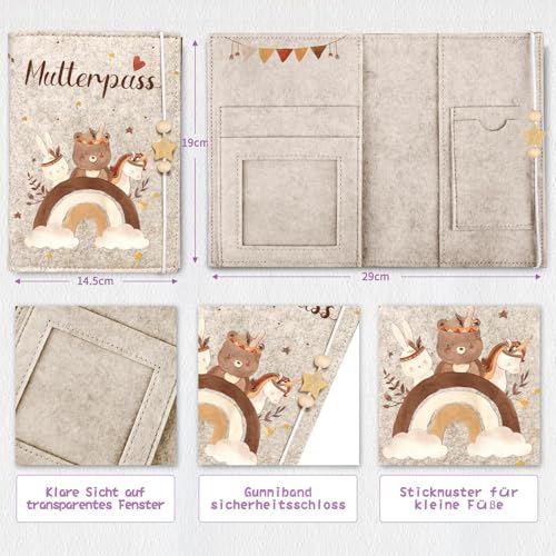 Mutterpasshülle aus Filz für Deutschen Mutterpass, Mutterpass-Schutzhülle zur Aufbewahrung von Impfpass usw,Süßes Geschenk für Schwangerinen und Zukunftige Mütter Sonne