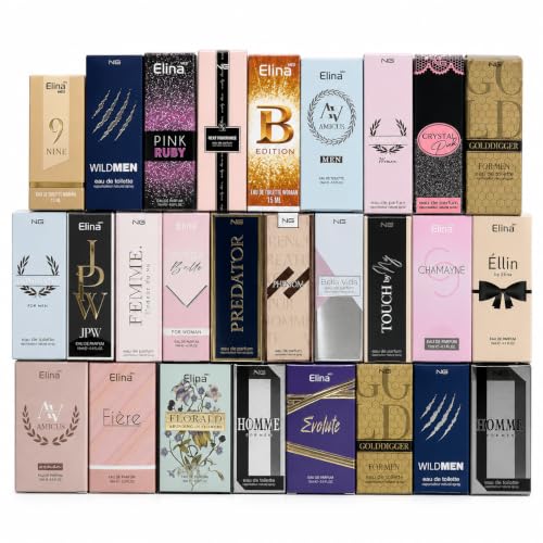 jameitop Trend Düfte Set: 24 X Parfüm für Damen/Herren 15 ML mit Spray Kopf Mini Flakon Duft Pack