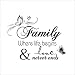 Family Where Life Begins Love Never Ends Quotes Wall Decal Vinyl Removable Wall Sticker for Home Decor