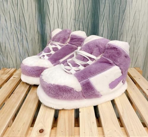 Image of Warm Furry Sneakers Slipper Comfy House Shoes Winter Plush Fuzzy Slipper Shoes For Women Men One Size Fits Most Fluffy Slides For Indoor Outdoor Bigfoot Gifts Houseshoes