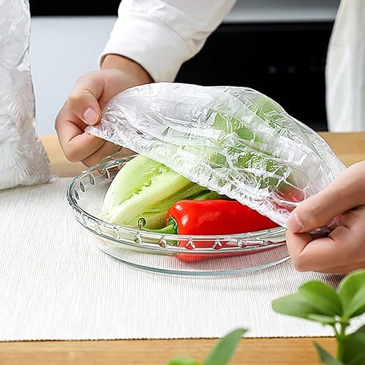 SINGARO Shrinkable Food Covers, Fresh Keeping Bags, Elastic Food Storage Covers Cling Film Bag, Elastic Bowl Lids Kitchen Supplies for Fruit Vegetable Meat Food Preservation (100 pcs) 2