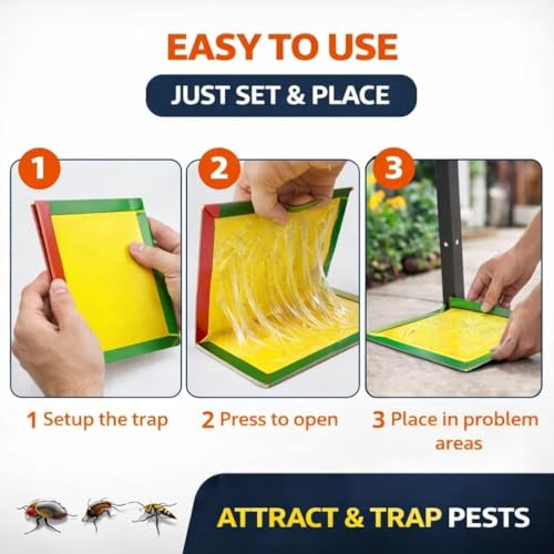Image of Cockroach Trap for Kitchen, Sticky Insects Trap, Roach Trapp with Strong Glue Pads for Insects, Glue Traps Sticky Insects for Home, Kitchen & Indoor Pest Control
