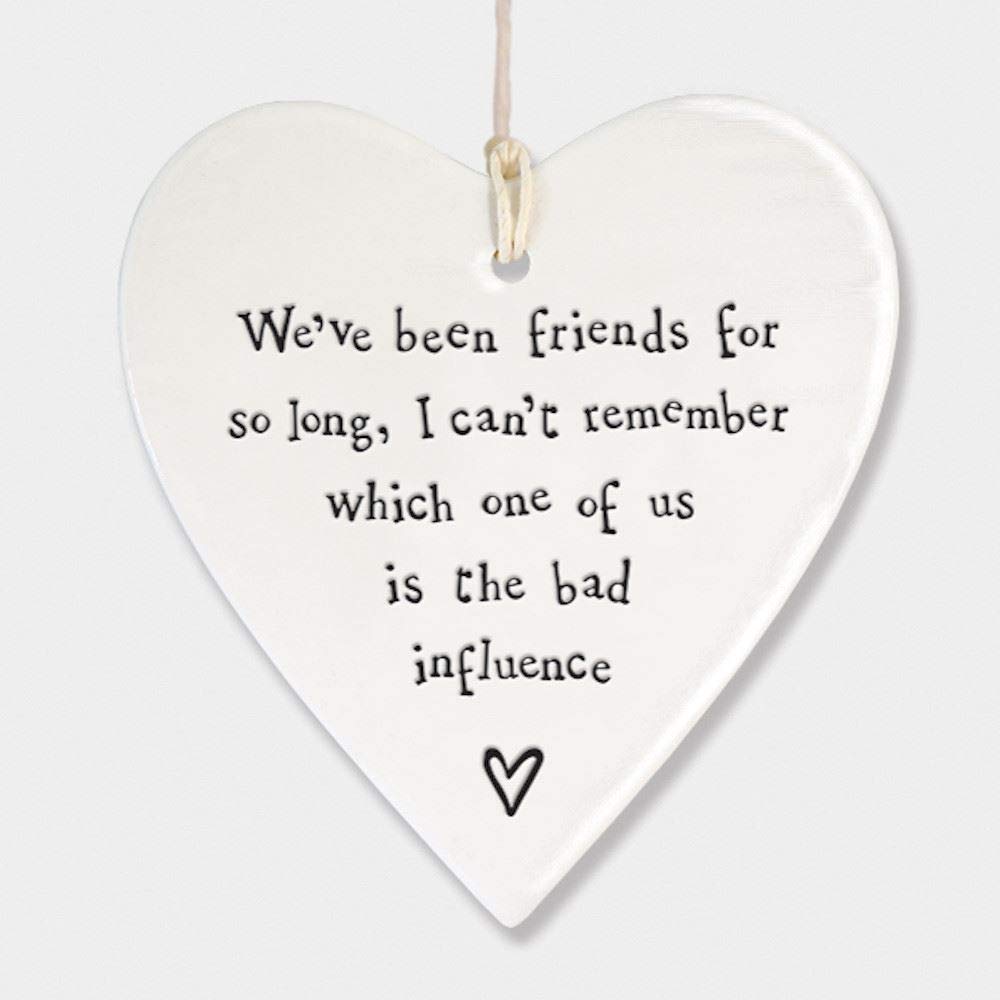 East of India Porcelain Heart Ornament - Hanging Heart - Red - Friendship Day - Mother’s Day
