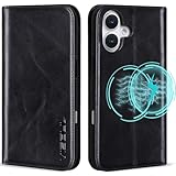 VISOUL iPhone16 対応 ケース 手帳型 本革 スマホケース アイフォン16 レザーMagSafe対応 アイホン16 横置きスタンド機能 カード収納 あいふぉん16 携帯ケース 全面保護 マグネット 耐衝撃に強いTPU素材カバー 6.1インチ対応 アイフォン16 ブラック