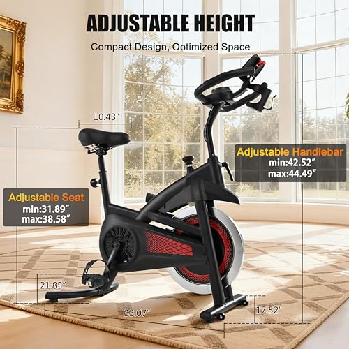 Image of Exercise Bike Stationary Bike Indoor Cycling Bicycle for Home Gym Spinning Bike 300 lbs Weight Capacity Adjustable Seat /Handlebar for Office Cardio Workout