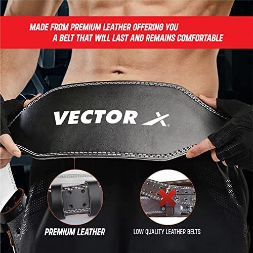 Image of Vector X POWER 2.5 Layer Premium Leather Weightlifting Belt for Men & Women|Back Lumbar Support|Unisex|Adjustable Buckle|Power Gym Fitness Training Workouts