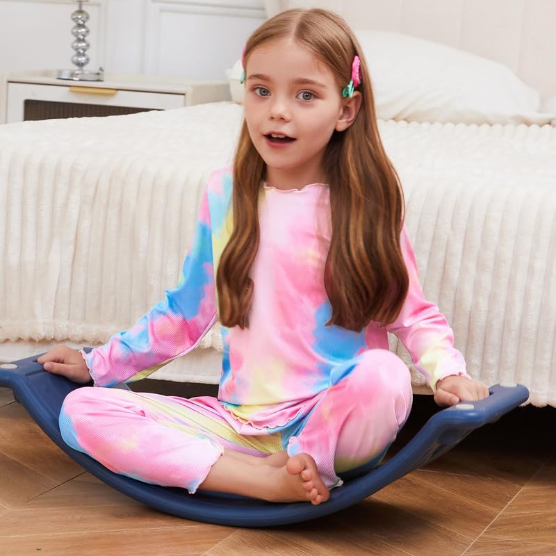 CHILDRENSTAR Girls Pajamas Set Long Sleeve Sleepwear Shirt Pant Shirring Ribbed Lounge Clothes For Kids4