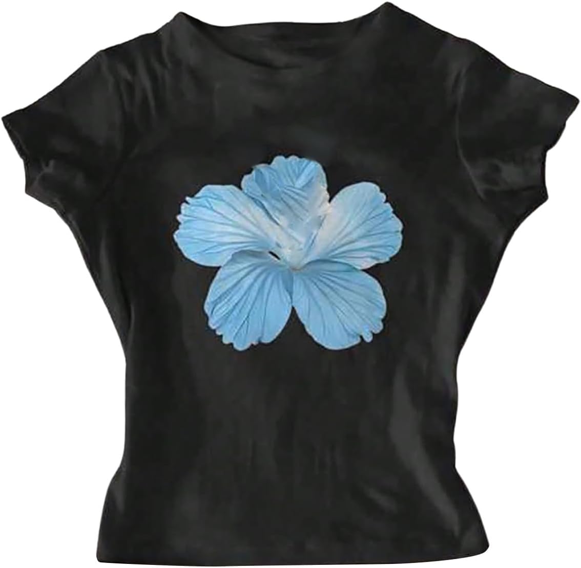 Girl's Floral Graphic Crop Tops Tees Short Sleeve Crewneck Cute Slim Fit T Shirt Summer Tops