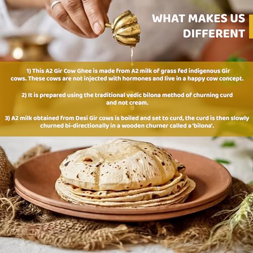 Image of IKAI Natural A2 Gir Cow Ghee 250ml, Grassfed, Pure & Cultured by Vedic Bilona Method, Natural Curd Churned Healthy Cow Ghee For Immunity-Boosting