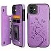 iPhone 11 Case Wallet with Card Holder, Vaburs Embossed Butterfly Premium PU Leather Double Magnetic Buttons Flip Shockproof Protective Cover for iPhone 11 6.1 Inch(Purple)