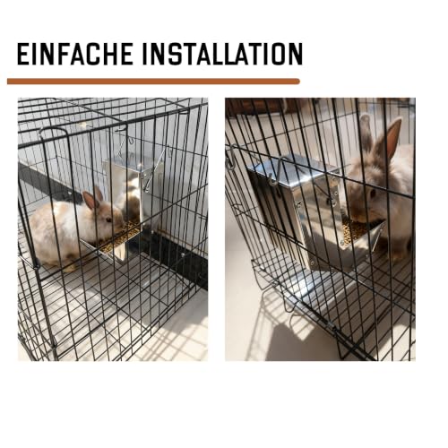 304 Edelstahl Automatischer Futterspender für Käfig Haustiere Schwerkraft-Futterstation für Kaninchen,Igelhaus, Vögel, Chinchilla Katzen, Frettchen und andere Kleintiere