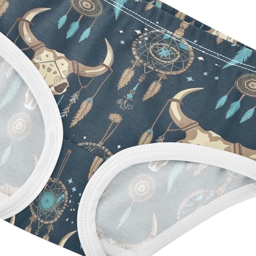 Wusikd Bull Skull Horns Girls' Underwear Cotton Dream Catcher Girls Briefs Soft Toddler Underwear 2T4