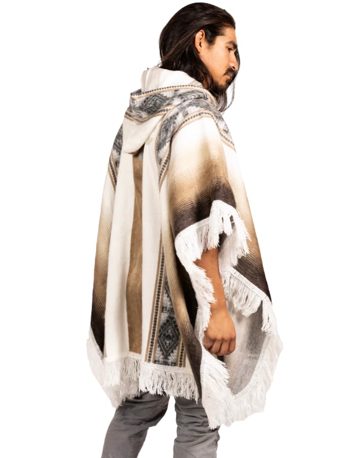 Alpaca Wool Poncho Hooded - Lightweight, Breathable, Hypoallergenic and Non-Itchy. Warm and Soft Wool Poncho…
