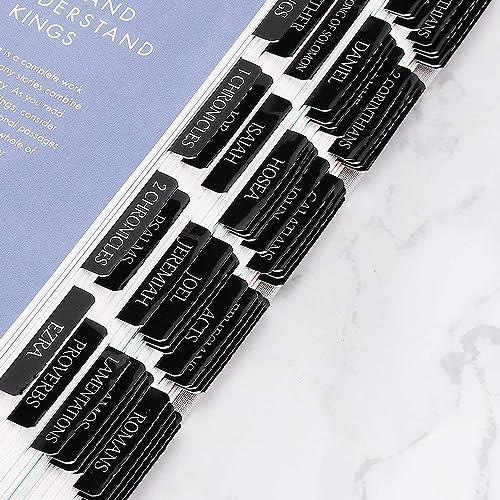 Thinkor Reposition Laminated Bible Tabs, Large Print Stickers, Easy to Read and Apply Bible Tabs for Women and Man (Luxury Black)