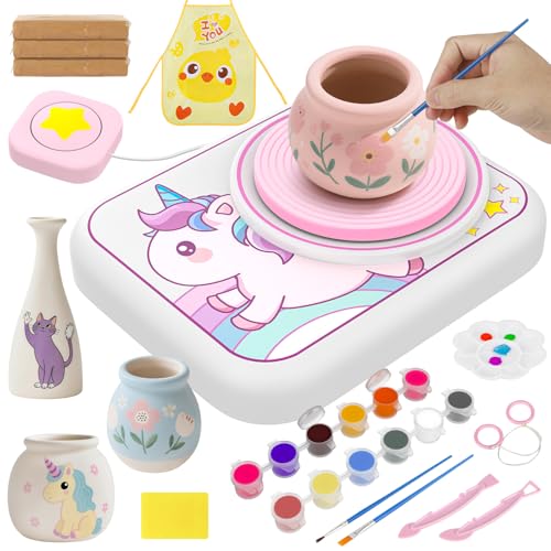 LERJIAUS Pottery Wheel for Kids, Arts and Crafts for Kids Ages 8-12 with 3 Pack Air Dry Clay Art Supplies, Crafts Unicorn Toys for 4 5 6 7 8 9 10 11...