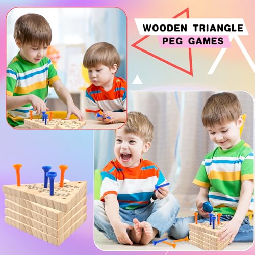 Juego de Mesa de Clavijas Triángulo de Madera x54 piezas miniatura 3