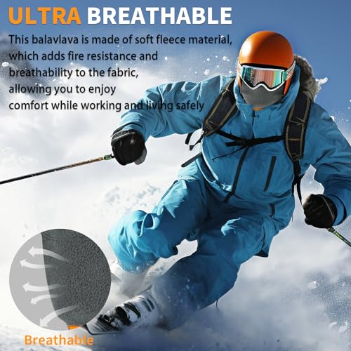 Image of FR Face Mask for Men CAT2 Fleece Welding Balaclava Hood Accessories Flame Resistant Neck Covering Head Protector Gear Grey