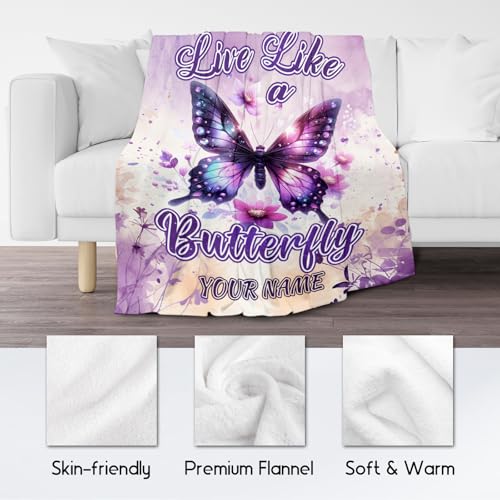Custom Butterfly Blanket for Women, Cute Soft Throw Gifts for Girls, Cozy Flannel Throw Blankets for Couch Office, 30"x40"