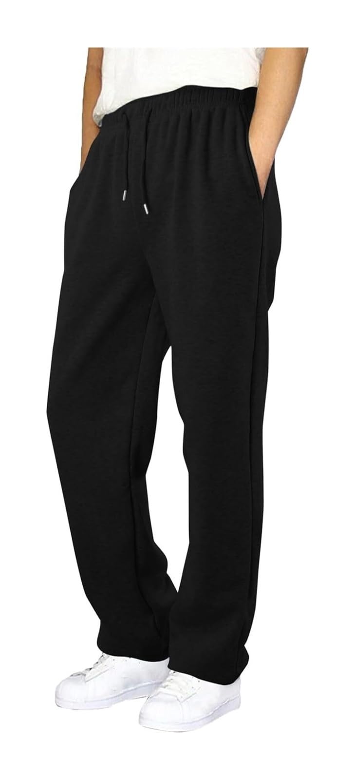 Pantaloni da jogging da uomo invernali caldi taglio dritto larghi a vita alta con tasche pantaloni della tuta yoga allenamento sportivo relax comodi casual moda autunnale