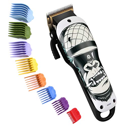 Pro Hair Clipper,BESTBOMG Gorilla Hair Trimmer for Men 2 Speeds Corded/Cordless Clipper 2000mAh Battery, 5500 RPM, 8 Colorful Guide Combs