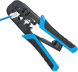 Alicate Crimpador Profissional RJ45 RJ12 RJ11, Ferramenta Multifuncional C/Lâminas de Decapagem e Corte, Empunhadura Ergonômica, Para Cabos de Rede Telefonico (01)