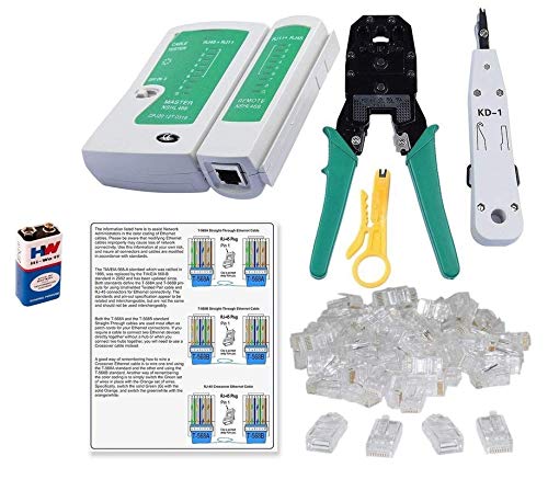 FEDUS Rj45 Rj11 Crimping Tool, Network Lan Cable Tester,KD-1 Professional Punch Down Tool, Ethernet Color Coding & 25 Pcs RJ45 Connectors Combo Set (B083S98WHG) Amazon Price History, Amazon Price Tracker