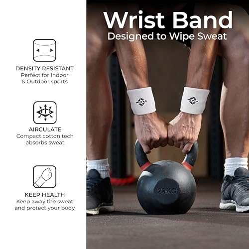 Image of Nivia Sweatband for Men & Women, Wristbands for Tennis, Basketball, Running, Sweat Band for Gym & Athletes (Small, White),Cotton