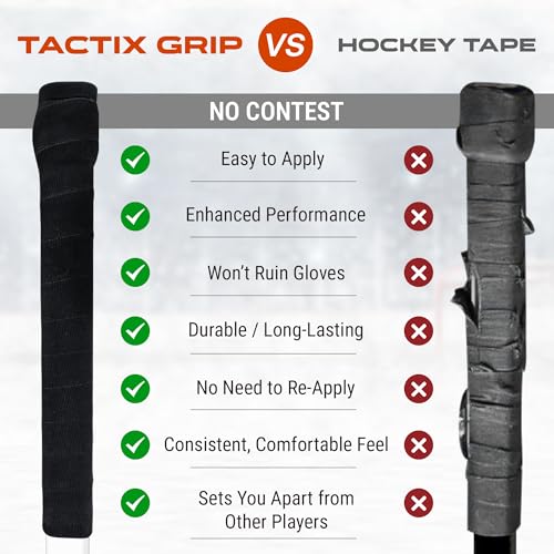 BLADE SAVER Tactix Ice Hockey Stick Grip | Reusable Hockey Grip Tape Alternative | Durable Wrapped Design & Comfortable Feel | Fits Senior & Intermediate Sticks | Protects Gloves (Stealth Black)