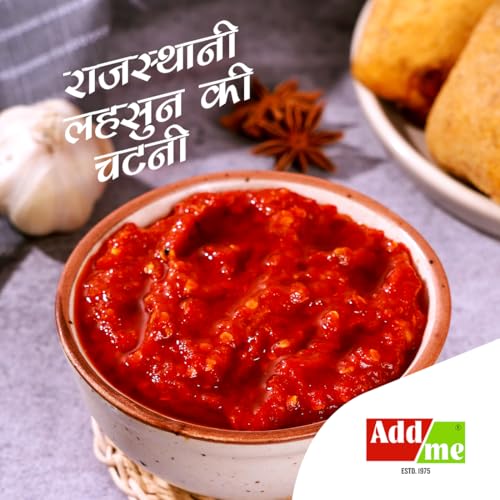 Add Me Hot Rajasthani chilli Garlic Chutney | masaledar lal mirchi lahsun ki chatni chukh ready to eat Dip Sauces 300gm Glass Pack