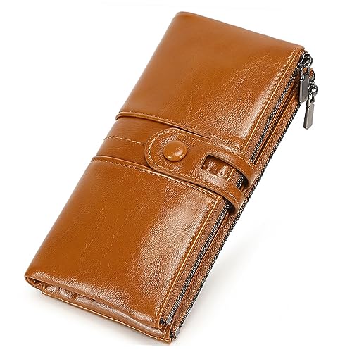 PartyKindom Antique Vintage Wallet for Women PU Leather Anti-Magnets Purse Zipper Pocket Long Retro Design for Everyday Use