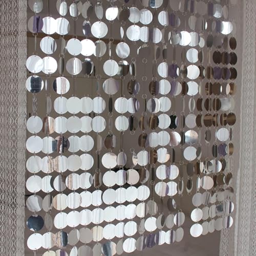Image of Sparkle Sequin Beaded Curtain, 5 Strips, Silver
